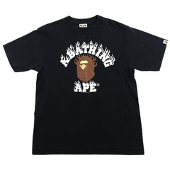 Bape Original Flame College Logo Tee Black