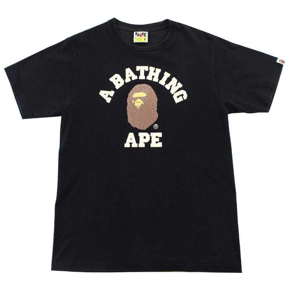 Bape Original Glitter College Logo Tee Black - SaruGeneral