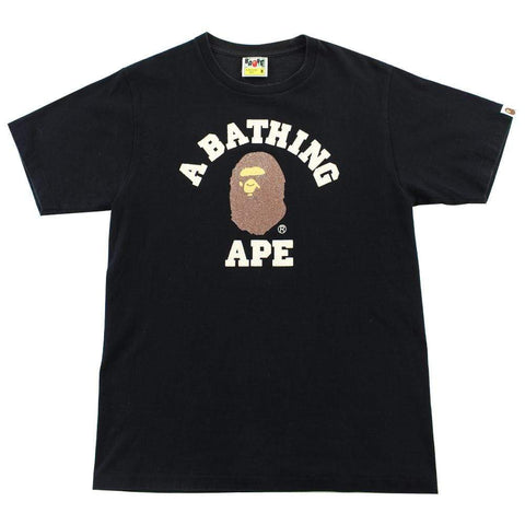 T-shirt Bape Original Glitter College Logo Noir