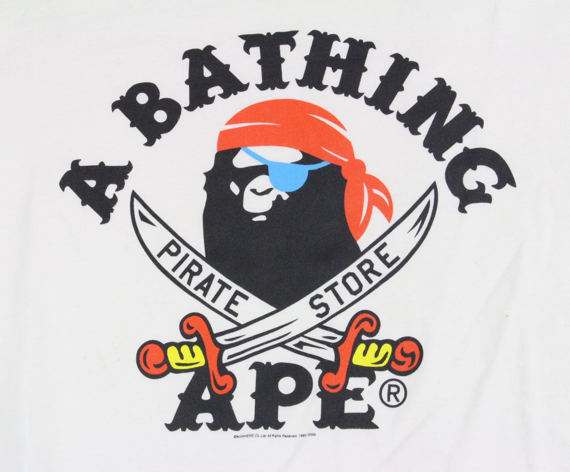 Bape Original Pirate Store College Logo Tee White - SaruGeneral
