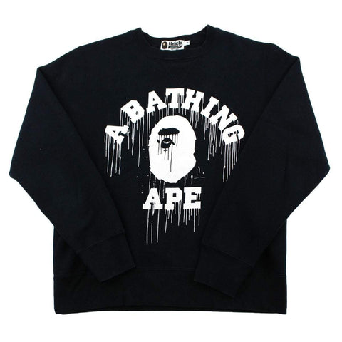 Pull ras du cou Bape Paint Drip College Logo noir
