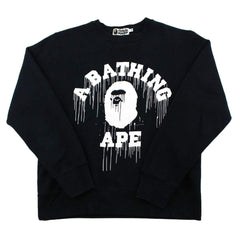 Bape Paint Drip College Logo Crewneck Black
