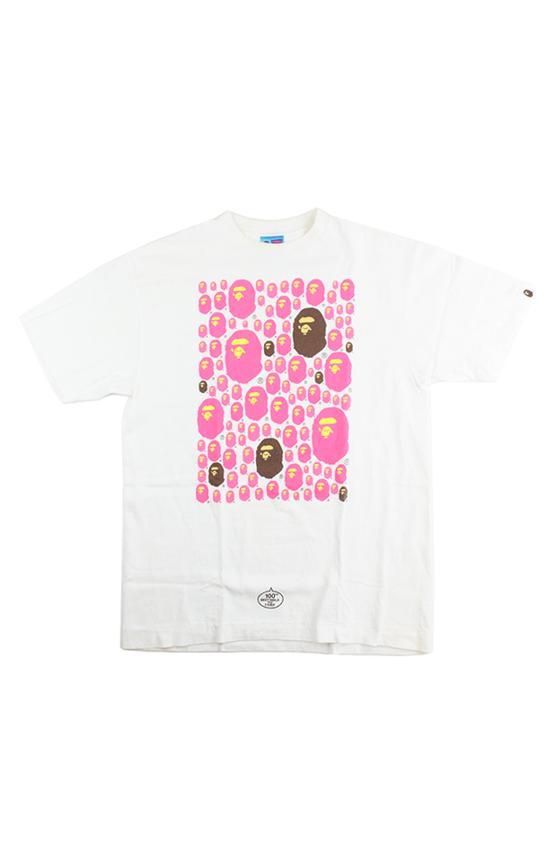 Bape Pink Big Ape Logos Tee White SARUGENERAL bape-pink-big-ape-logos-tee-white-sarugeneral