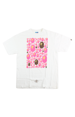 T-shirt Bape rose avec logo Big Ape blanc
