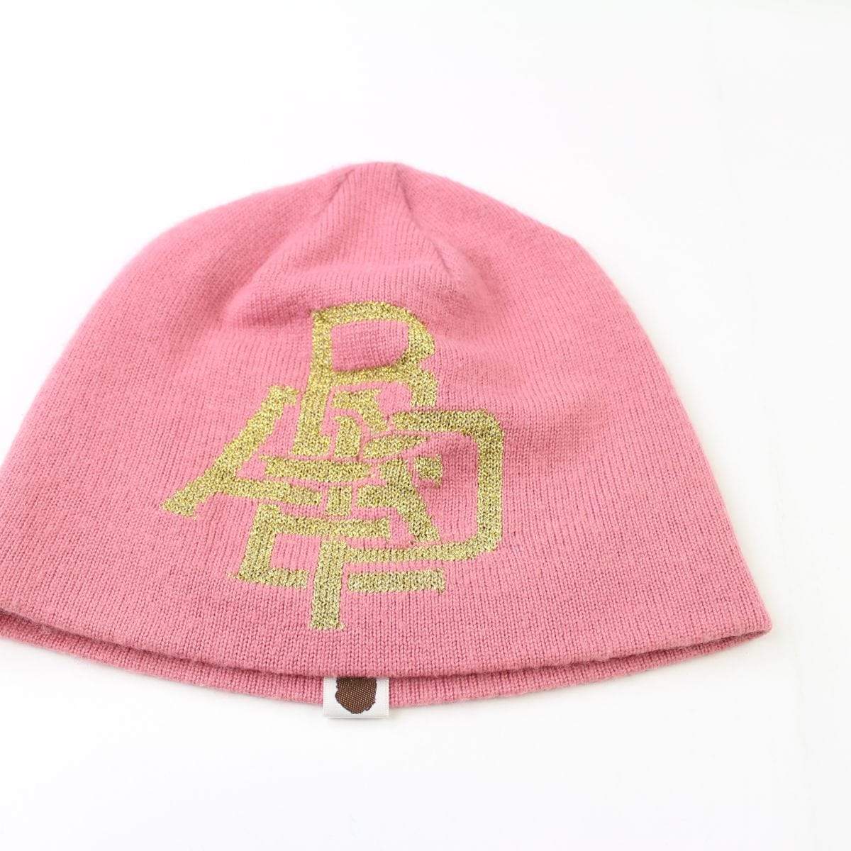 Bape text Pink Beanie - SaruGeneral