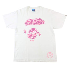 T-shirt Bape rose camouflage Ape Face blanc