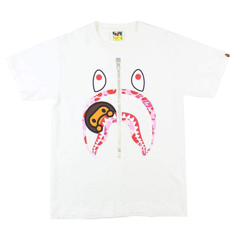 T-shirt Bape rose camouflage Baby Milo Shark Face blanc