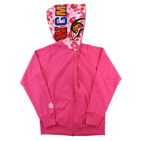 Sweat à capuche zippé Bape rose camouflage Baby Milo Shark