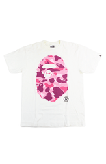 Bape Pink Camo Big Ape Tee White