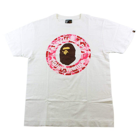T-shirt Bape rose camouflage Busy Works avec logo blanc