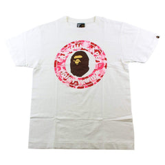 Bape Pink Camo Busy Works Logo Tee White
