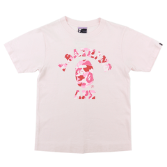 T-shirt Bape rose camouflage avec logo universitaire