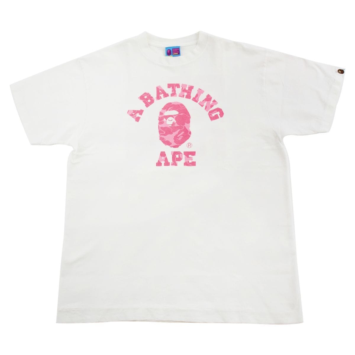 Bape Pink Camo College Logo Tee White - SaruGeneral