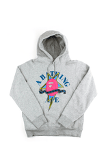 Sweat à capuche Bape rose bleu avec logo brodé STA College gris