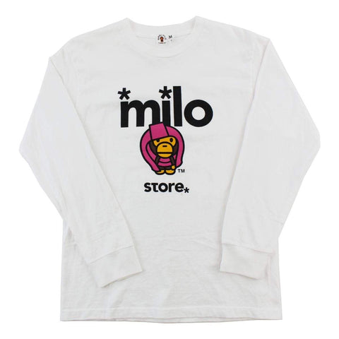 Bape Pink Milo Store LS Blanc