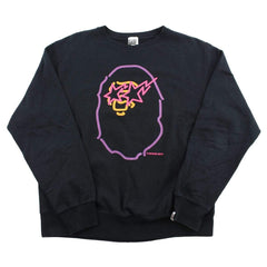 Pull ras du cou Bape Pink Neon Big Ape Logo Noir