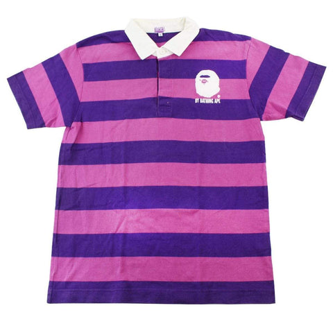 Polo Bape à rayures roses et violettes Big Ape