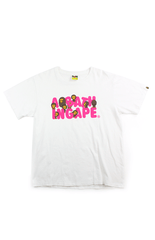 T-shirt Bape rose avec texte Baby Milo blanc