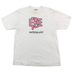 Bape Pink Text Symbol Tee White