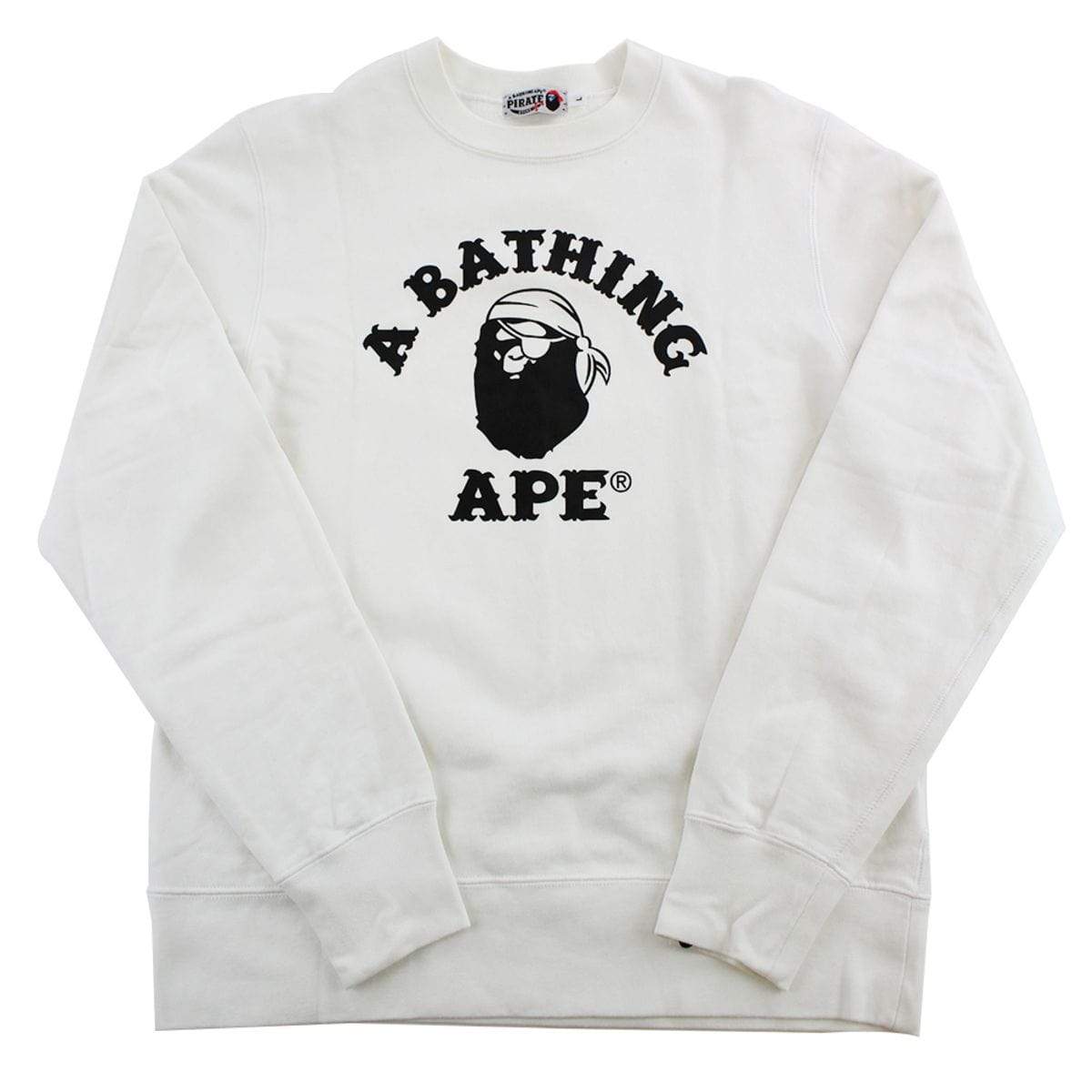 Bape Pirate Store College Logo Crewneck White - SaruGeneral