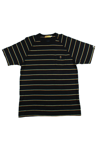 T-shirt Bape Point Head à rayures colorées, noir