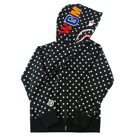 Sweat à capuche Bape Polkadot Shark entièrement zippé, noir