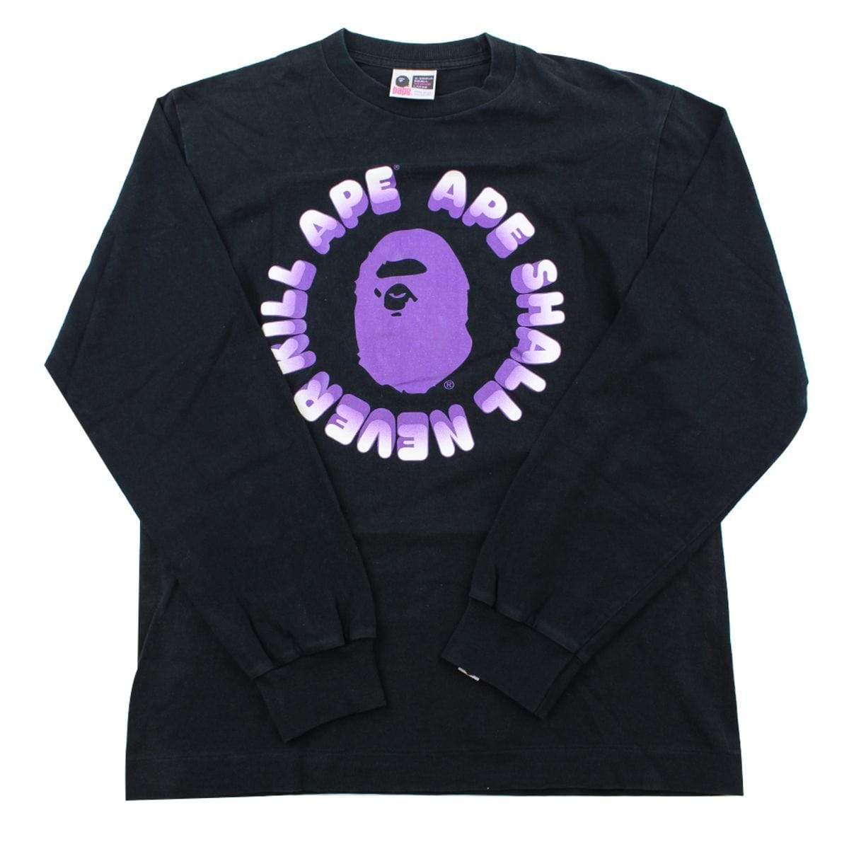 Bape Purple A.S.N.K.A big ape Logo LS Black - SaruGeneral