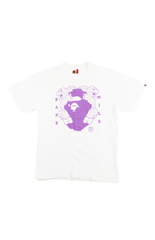 T-shirt Bape violet avec logo Baby Milo Gorilla blanc