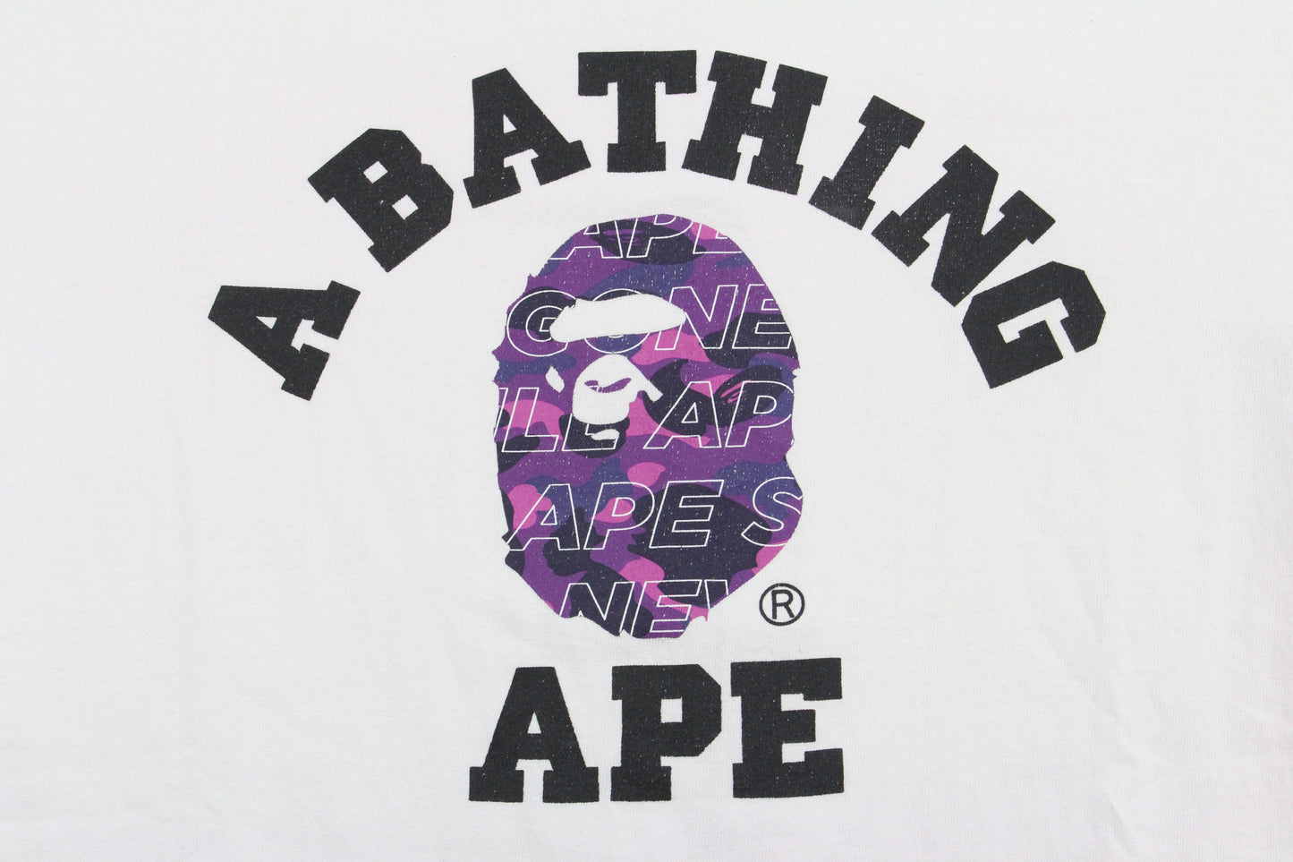 Bape Purple Camo APE College Logo Tee White - SaruGeneral