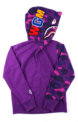 Sweat à capuche Bape Purple Camo Half Shark Violet