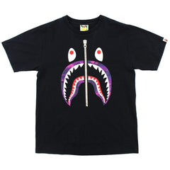 Bape Purple Camo Shark Face Tee Black