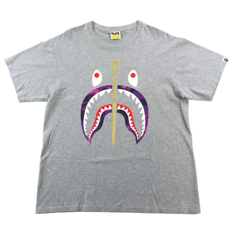 T-shirt Bape Purple Camo Shark Face Gris