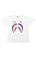T-shirt Bape camouflage violet et requin blanc