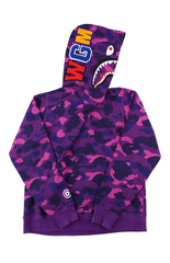 Sweat à capuche camouflage violet Bape Shark