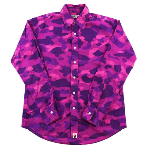 T-shirt camouflage violet Bape à manches longues