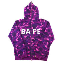 Sweat à capuche zippé Bape Purple Camo avec texte Swarovski