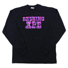 Bape Purple Camo Text LS Noir