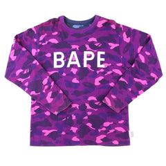Haut à manches longues réversible Bape Purple Camo Text