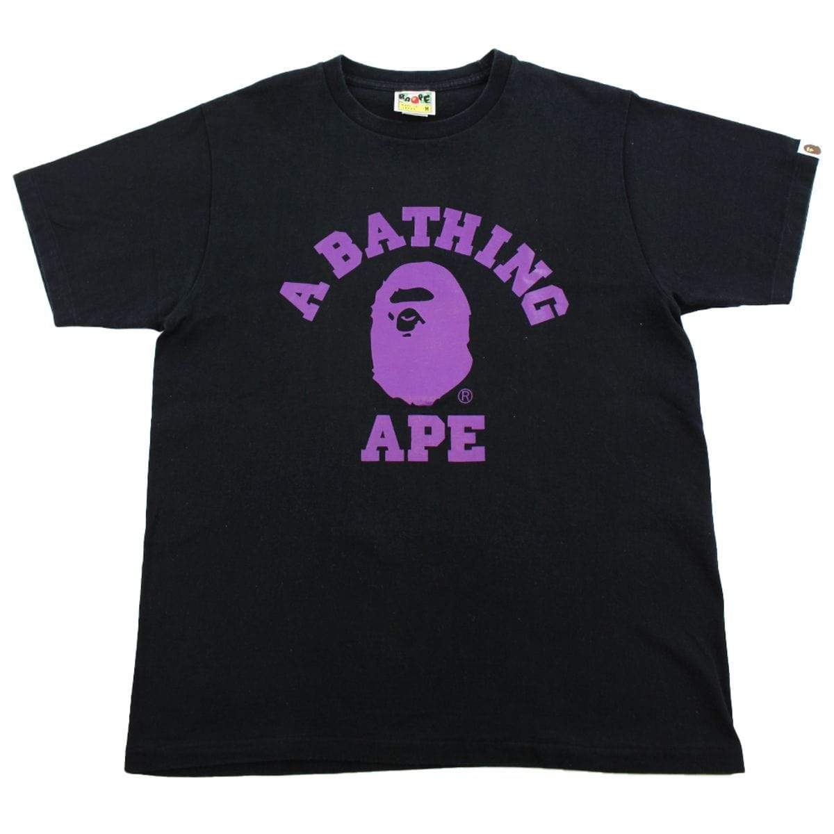 Bape Purple College Logo Tee Black - SaruGeneral