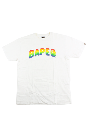 T-shirt Bape Rainbow Text Ape blanc