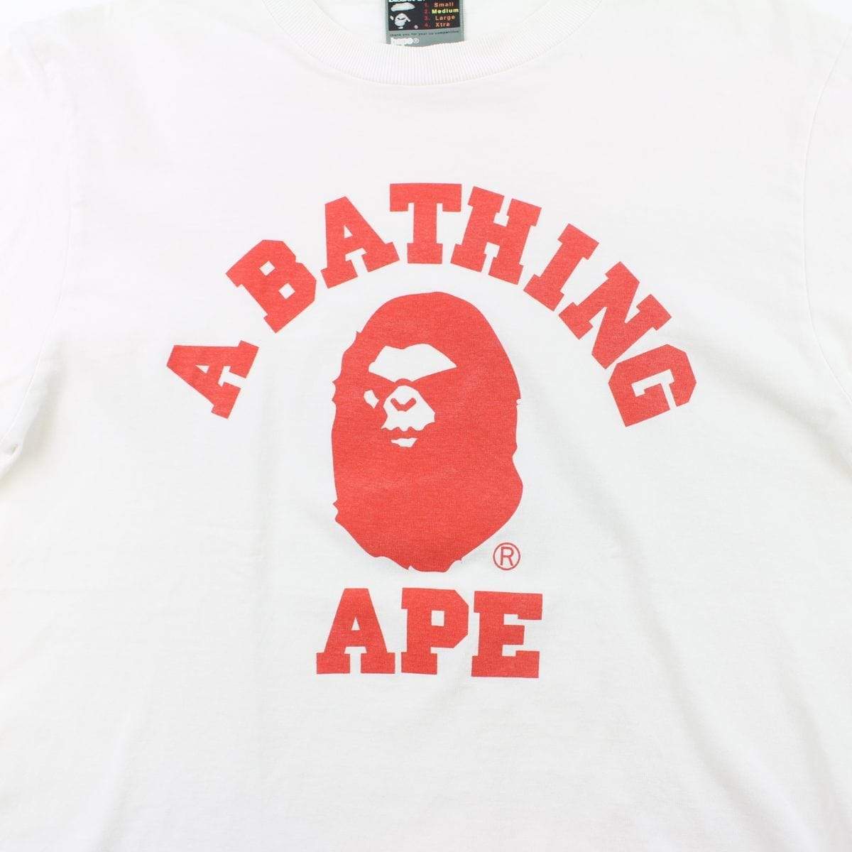 Bape Red Angry Face College Logo LS White - SaruGeneral