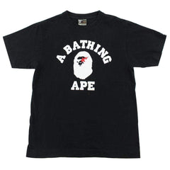 Bape White Red Bapesta College Logo Tee Black