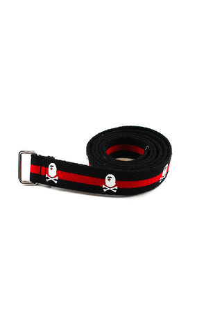 Ceinture Bape rouge et noire à ossements croisés