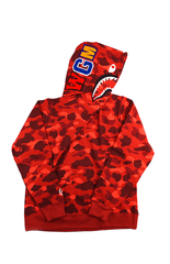 Sweat à capuche Bape Red Camo Pullover Shark Rouge