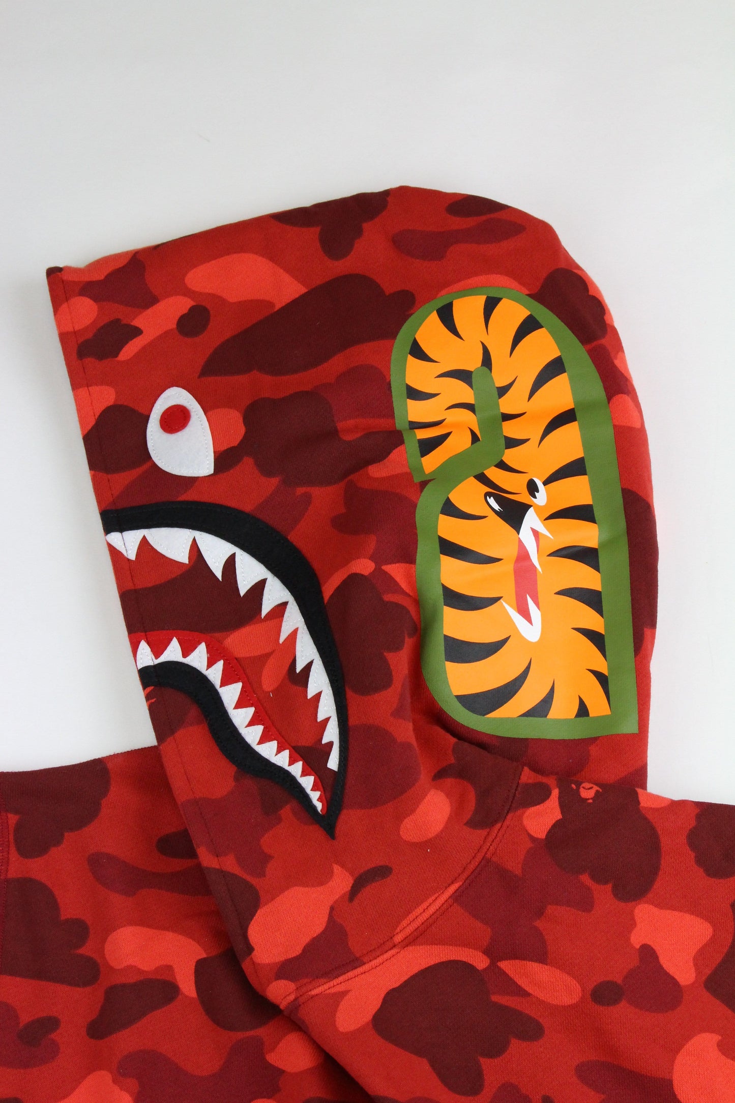 Bape Red Camo Pullover Shark Hoodie Red - SaruGeneral