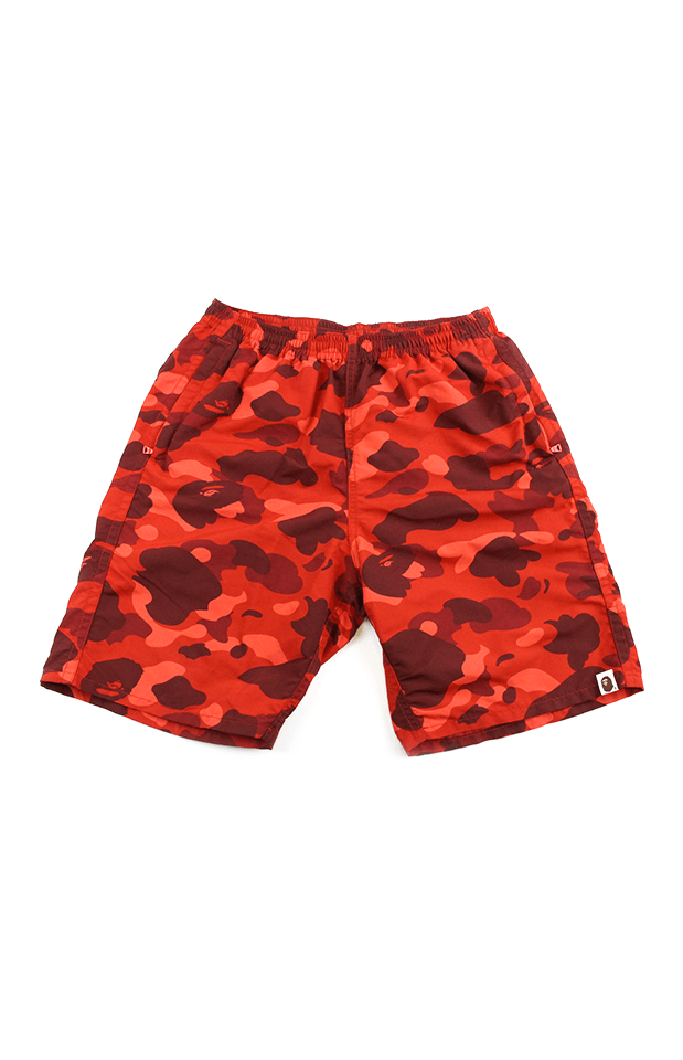 Bape Red Camo Beach Shorts - SaruGeneral
