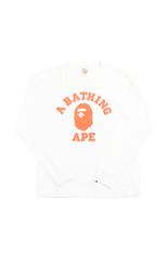 Bape Red College Logo LS White