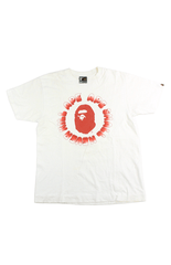 T-shirt Bape rouge dégradé avec texte Ape Circle blanc