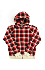 Sweat à capuche zippé Bape Red Tartan