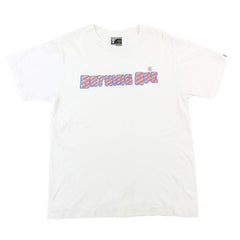 T-shirt blanc à rayures rouges et jaunes Bape